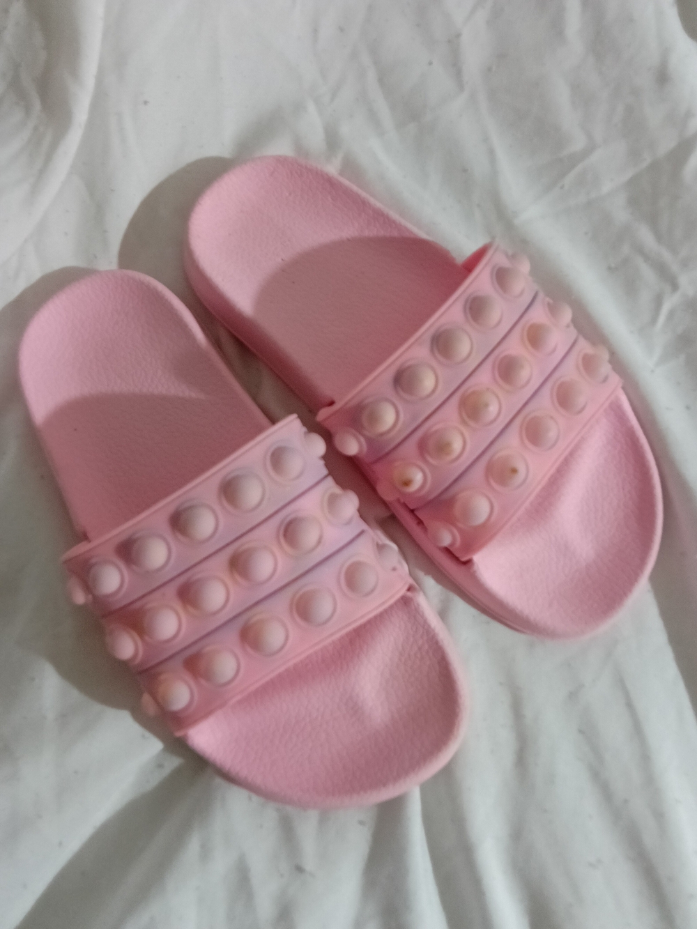 Kids Pink Pop-Detail Slide Sandals - Cute Everyday Slip-Ons